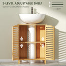 HOMCOM Under Sink Bathroom Cabinet, Bamboo Under Sink Cabinet, Natural