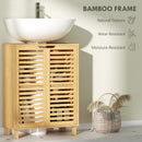 HOMCOM Under Sink Bathroom Cabinet, Bamboo Under Sink Cabinet, Natural