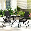 Outsunny 5 PCs Garden Furniture Set, Round Table And Stackable Chairs, Grey