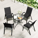 Outsunny 5 PCs Garden Furniture Set, Round Table And Stackable Chairs, Grey