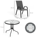 Outsunny 5 PCs Garden Furniture Set, Round Table And Stackable Chairs, Grey