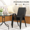 Outsunny 5 PCs Garden Furniture Set, Round Table And Stackable Chairs, Grey