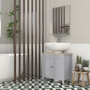 kleankin Bathroom Pedestal Under Sink Cabinet with Adjustable Shelf, Grey