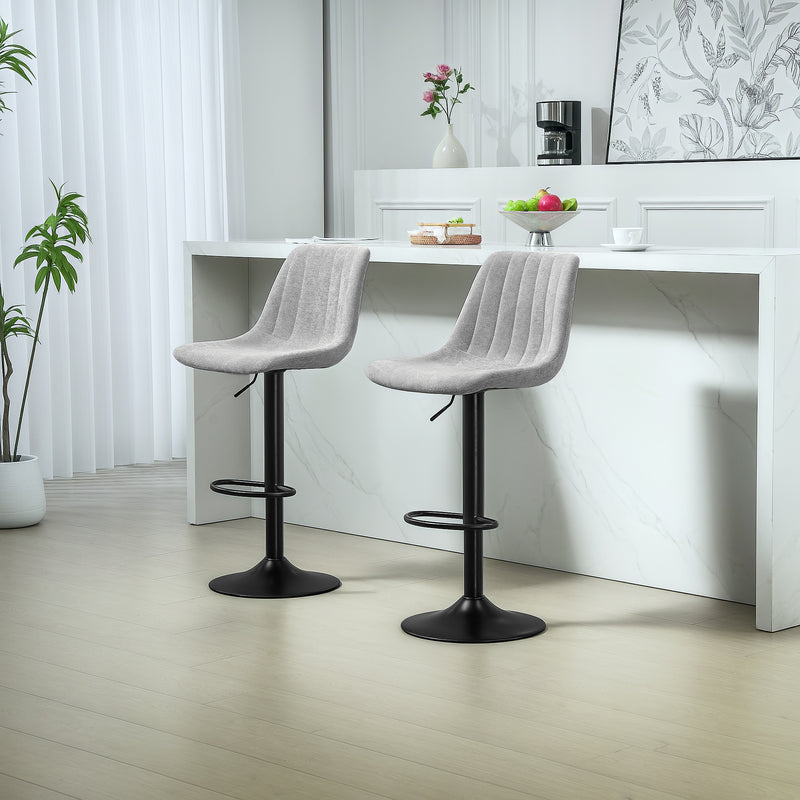 HOMCOM Bar Stools Set of 2 Adjustable Swivel Bar Chairs with Backrest