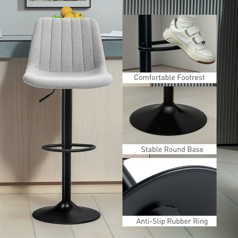 HOMCOM Bar Stools Set of 2 Adjustable Swivel Bar Chairs with Backrest