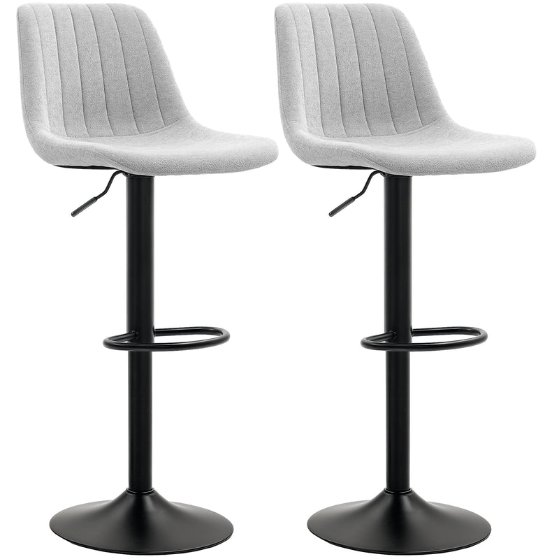 HOMCOM Bar Stools Set of 2 Adjustable Swivel Bar Chairs with Backrest
