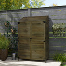 Outsunny Wooden Garden Storage Shed W/Double Doors And Shelves, Green