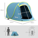 Outsunny Pop up Camping Tent for 2 Man, 2000mm Waterproof with Carry Bag