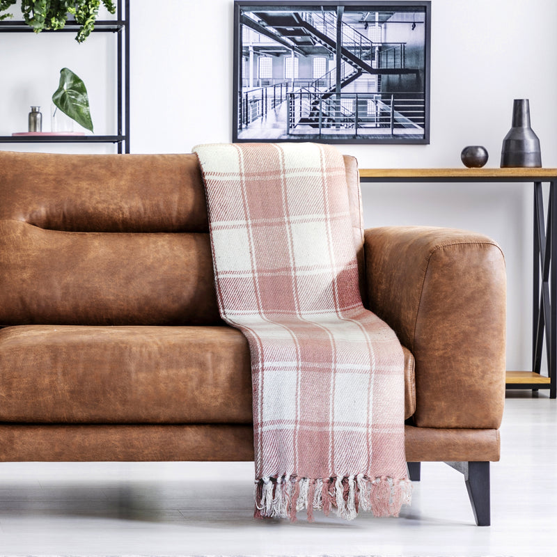 Frisco - Recycled Cotton Throw in Blush Pink (90" x 100")