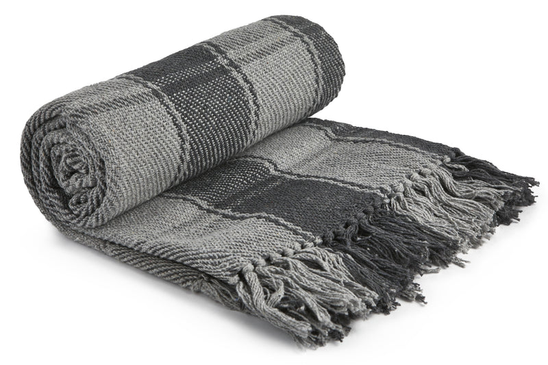 Frisco - Recycled Cotton Throw in Charcoal (90" x 100")