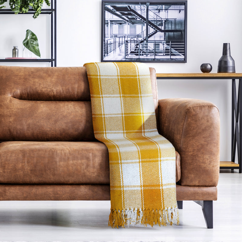 Frisco - Recycled Cotton Throw in Ochre (70" x 100")
