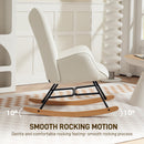 HOMCOM Upholstered Velvet Rocking Chair with Solid Wood Legs, Cream