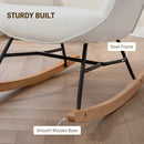 HOMCOM Upholstered Velvet Rocking Chair with Solid Wood Legs, Cream