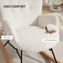 HOMCOM Upholstered Velvet Rocking Chair with Solid Wood Legs, Cream