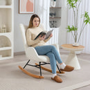 HOMCOM Upholstered Velvet Rocking Chair with Solid Wood Legs, Cream