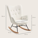 HOMCOM Upholstered Velvet Rocking Chair with Solid Wood Legs, Cream