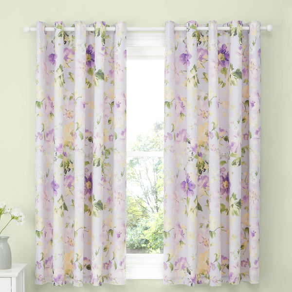 D & D Flourette Eyelet Curtains in Lilac