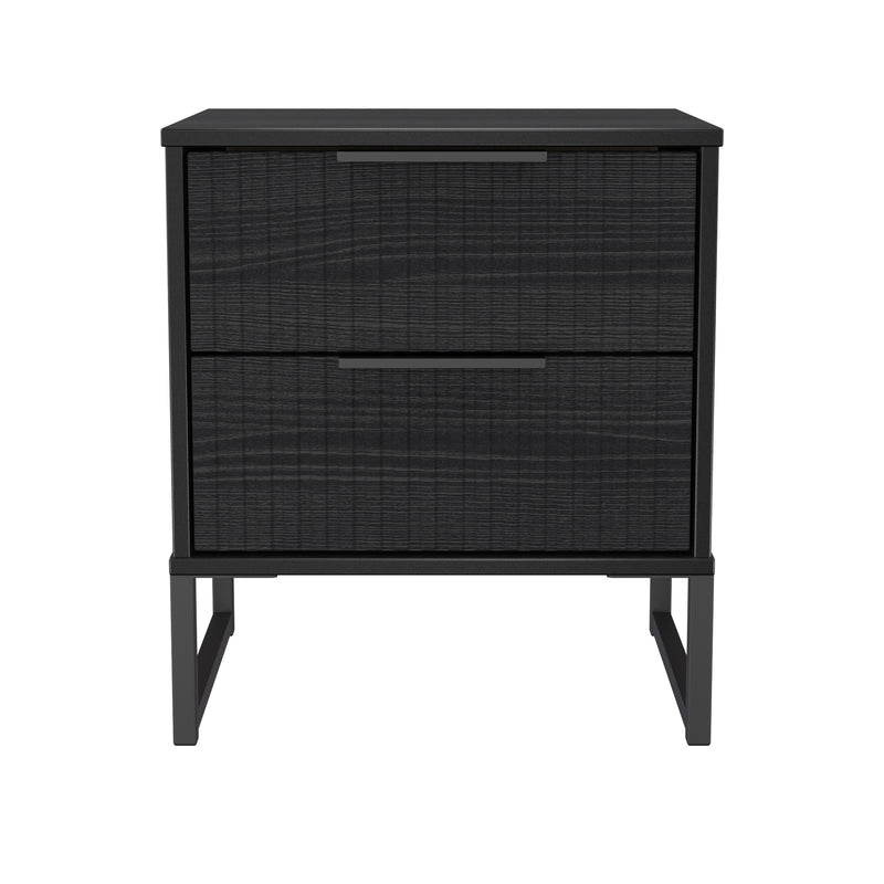 Fluted 2 Drawer Bedside in Black Ash - Ready Assembled
