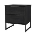 Fluted 2 Drawer Bedside in Black Ash - Ready Assembled