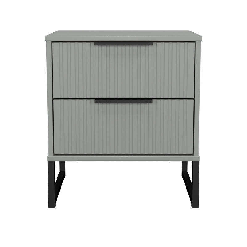 Fluted 2 Drawer Bedside in Dusk Grey - Ready Assembled