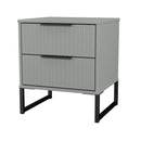 Fluted 2 Drawer Bedside in Dusk Grey - Ready Assembled