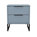 Fluted 2 Drawer Bedside in Denim Blue - Ready Assembled