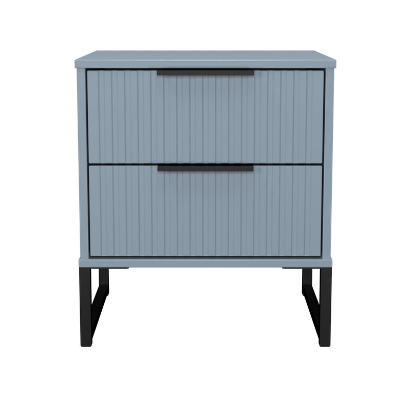 Fluted 2 Drawer Bedside in Denim Blue - Ready Assembled
