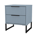 Fluted 2 Drawer Bedside in Denim Blue - Ready Assembled