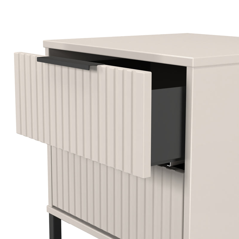 Fluted 2 Drawer Bedside in Kashmir Matt - Ready Assembled