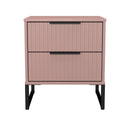 Fluted 2 Drawer Bedside in Kobe Pink - Ready Assembled