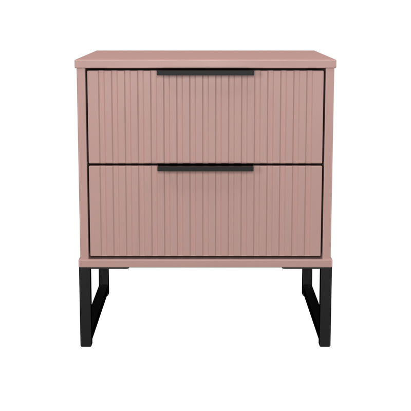Fluted 2 Drawer Bedside in Kobe Pink - Ready Assembled