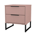 Fluted 2 Drawer Bedside in Kobe Pink - Ready Assembled