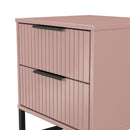 Fluted 2 Drawer Bedside in Kobe Pink - Ready Assembled