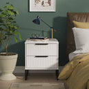 Fluted 2 Drawer Bedside in White Matt - Ready Assembled