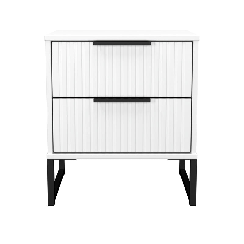 Fluted 2 Drawer Bedside in White Matt - Ready Assembled