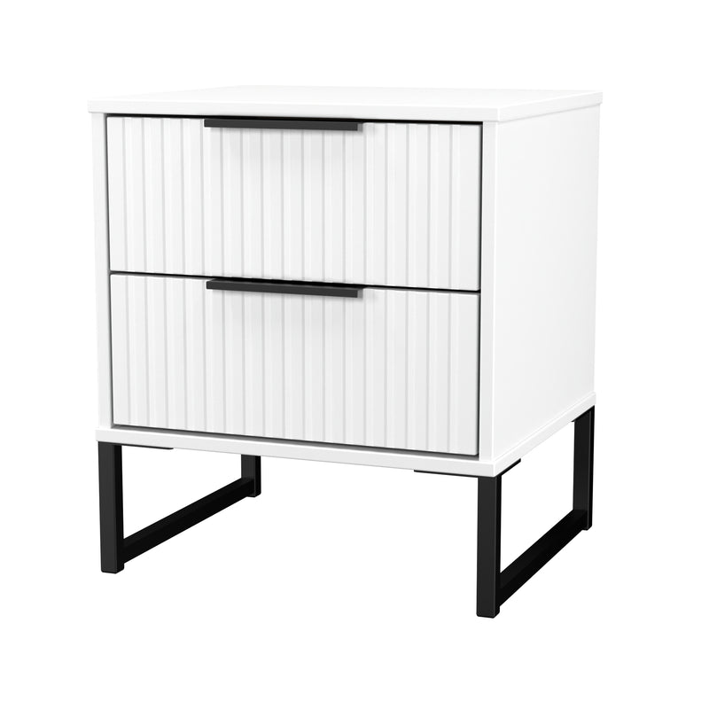 Fluted 2 Drawer Bedside in White Matt - Ready Assembled