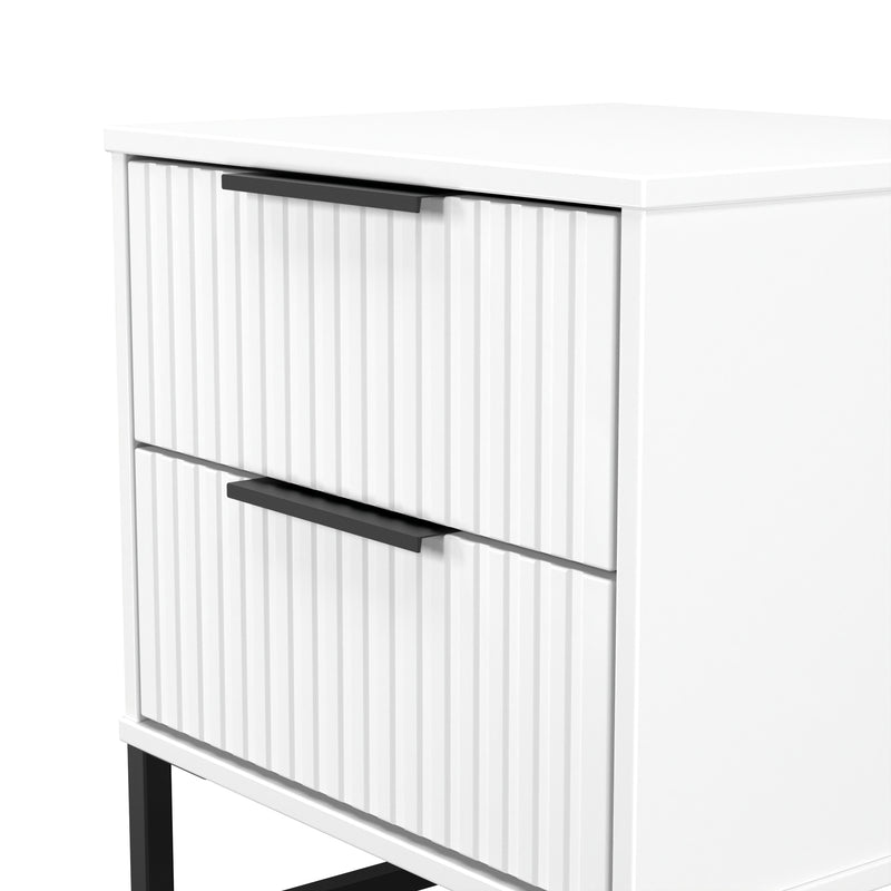 Fluted 2 Drawer Bedside in White Matt - Ready Assembled