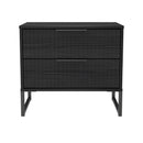 Fluted 2 Drawer Side Table in Black Ash - Ready Assembled