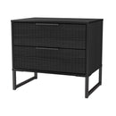 Fluted 2 Drawer Side Table in Black Ash - Ready Assembled