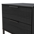Fluted 2 Drawer Side Table in Black Ash - Ready Assembled