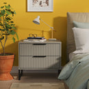 Fluted 2 Drawer Side Table in Dusk Grey - Ready Assembled