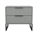 Fluted 2 Drawer Side Table in Dusk Grey - Ready Assembled
