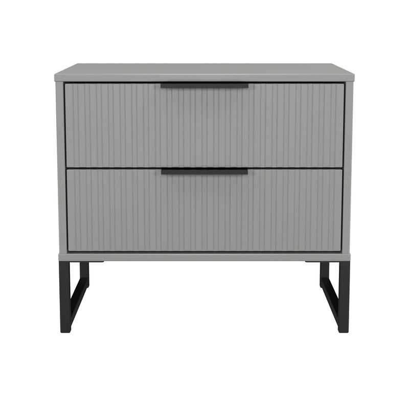 Fluted 2 Drawer Side Table in Dusk Grey - Ready Assembled