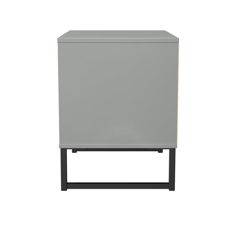 Fluted 2 Drawer Side Table in Dusk Grey - Ready Assembled