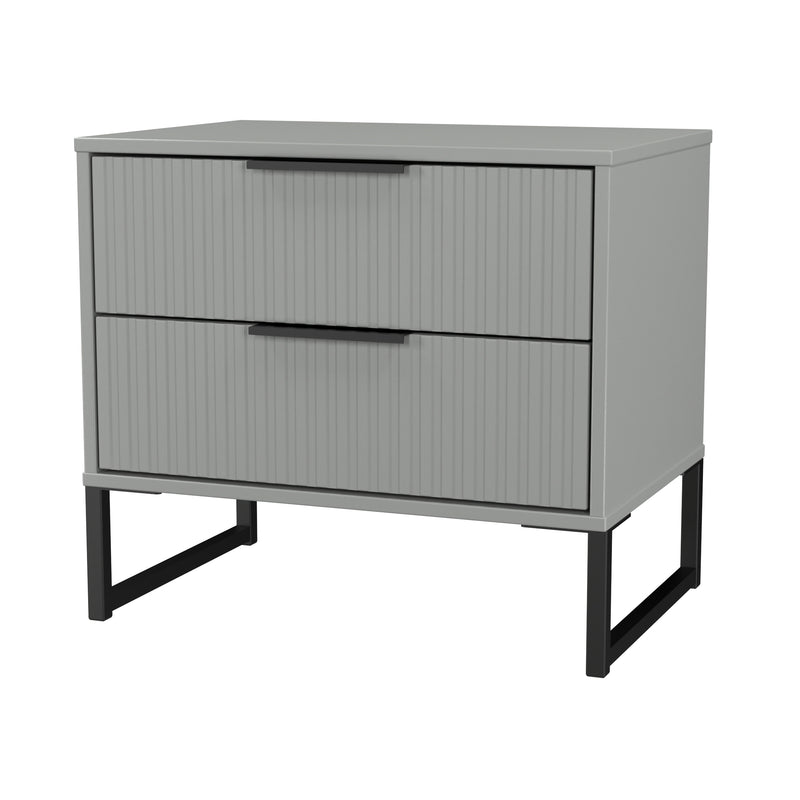 Fluted 2 Drawer Side Table in Dusk Grey - Ready Assembled