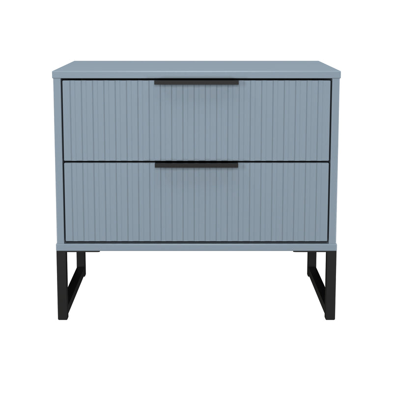Fluted 2 Drawer Side Table in Denim Blue - Ready Assembled