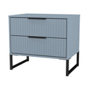 Fluted 2 Drawer Side Table in Denim Blue - Ready Assembled