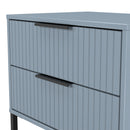 Fluted 2 Drawer Side Table in Denim Blue - Ready Assembled