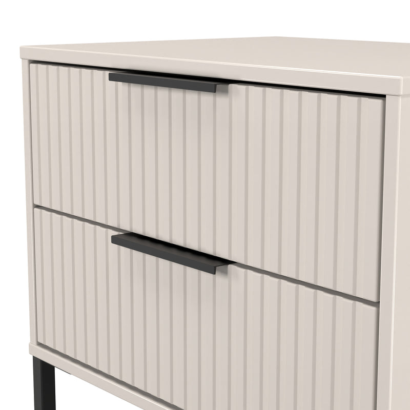 Fluted 2 Drawer Side Table in Kashmir Matt - Ready Assembled
