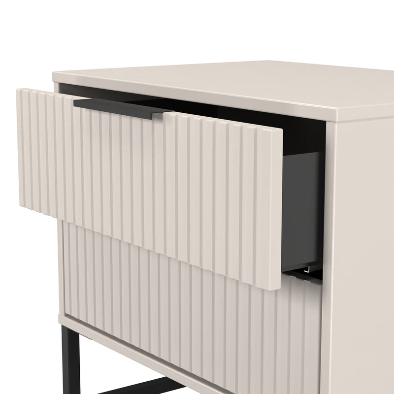 Fluted 2 Drawer Side Table in Kashmir Matt - Ready Assembled